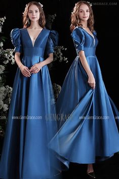 10% off now|Free shipping world-wide. Blue Elegant Long Satin Formal Dress Vneck with Bubble Sleeves at GemGrace. Click to learn our pro custom-made service for wedding dress, formal dress. View #PromDresses for more ideas. Satin V-neck Evening Dress For Banquet, Formal V-neck Puff Sleeve Dress, Satin V-neck Dress For Wedding, V-neck Satin Evening Dress For Prom Season, Banquet Satin V-neck Evening Dress, Satin V-neck Dress For Wedding And Prom Season, V-neck Satin Evening Dress For Prom, V-neck Satin Dress For Evening Prom, Formal V-neck Satin Dress For Prom Season