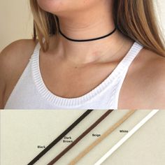 ----- Thin Suede Choker Necklace ----- ---------- D E S C R I P T I O N ---------- You can choose out of 5 different lengths in this listing (the lengths are measured in Inches)  - An ADDITIONAL 5cm of silver plated extension chain will be added onto the choker necklace - The black suede choker is handmade - Materials that are used for the chokers are 100% BRAND NEW - Please measure your preferred choker length before ordering - Model is wearing a 13 inch choker necklace - The suede leather meas Simple Choker Necklace, Suede Choker Necklace, Choker Simple, 90s Choker, Choker Necklace Black, Simple Choker, Festival Necklace, Cheap Engagement Rings, Leather Jewellery