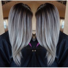 Grey hair Balayage Grey Bayalage Hair, Hair With Brown Roots, Blond Cenușiu, Silver Balayage, Bayalage Hair, Balayage Hair Grey, Gray Balayage, Balayage Hair Dark