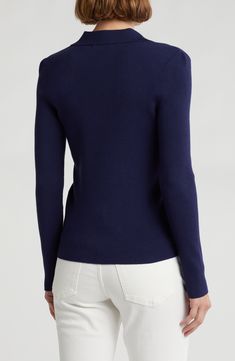 Show off retro style in this collared polo sweater constructed from a soft ribbed knit in a slightly cropped silhouette. Button half placket Spread collar Long sleeves 72% viscose, 28% polyester Machine wash, dry flat Imported Polo Sweater, Retro Style, Nordstrom Rack, Madewell, Retro Fashion, Ribbed Knit, Nordstrom, Long Sleeves, Collar