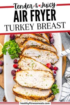 tender and juicy air fryer turkey breast on a platter