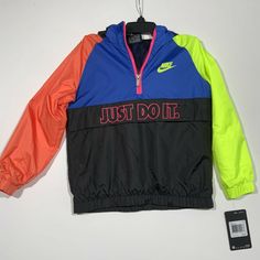 Nike Just Do It Colorblocked Hooded Windbreaker Boys Size 6. Authentic Brand New with tags. Retail $65.00 Multicolor Hooded Windbreaker For Streetwear, Hooded Multicolor Windbreaker For Streetwear, Multicolor Hooded Windbreaker With Color Block, Multicolor Color Block Hooded Windbreaker, Multicolor Hooded Color Block Windbreaker, Multicolor Hooded Windbreaker With Pockets, Multicolor Hooded Windbreaker With Drawstring Hood, Multicolor Hooded Windbreaker With Drawstring, Casual Hooded Color Block Windbreaker