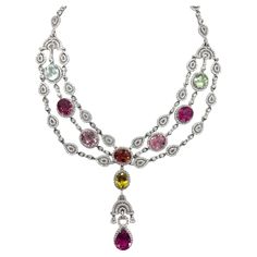 Sophia D. necklace set in white gold features a 16.98 carat diamond and 46.15 carat tourmaline. Sophia D has been known world-wide for over 40 years because of its rich history of design and quality craftsmanship. From art deco to antique reproduction, these timeless pieces, when merged with modern manufacturing techniques, create a perfect harmony between old and new D Necklace, Necklace Art Deco, Necklace Art, Tourmaline Necklace, Expensive Jewelry, Gorgeous Jewelry, Dream Jewelry, Art Deco Design, 40 Years