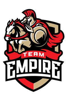 the team empire logo with a horse and rider on it's back, as well as