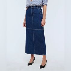 Nwt Size 28 Firm On Price Sequin Midi Skirt, Madewell Skirt, Summer Wardrobe Staples, Column Skirt, Trendy Denim, Denim Maxi, Denim Maxi Skirt, Cargo Skirt, Madewell Denim