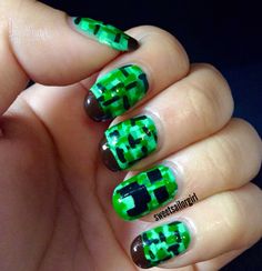 Minecraft Nails Mc Nails, Nails Nail Art Designs, Minecraft Christmas, Minecraft Things, Christmas Nails, Nailed It, Nail Art Designs