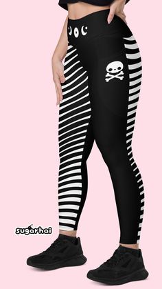 super cute witchy leggings, sizes up to 6X, free US shipping Gothic Leggings For Halloween, Gothic Halloween Leggings For Alternative Fashion, Edgy Leggings For Halloween, Halloween Skull Print Bottoms For Alternative Fashion, Punk Halloween Bottoms With Skull Print, Punk Bottoms With Skull Print For Halloween, Black Fitted Emo Leggings, Black Leggings For Halloween, Fitted Skull Print Leggings For Halloween