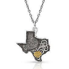 Pay homage to the legacy of Emily Morgan in the Montana Silversmiths� Yellow Rose of Texas Necklace. The Texas-shaped pendant features bright-cut filigree engraving highlighted with a gold-finished rose. The pendant is outlined with a silver finish. Made with 99.9% fine silver and 24k yellow gold over a brass base. Finished with Montana Armor to prevent tarnish. Pendant: 1.9"H x 1.6"W. Chain Length: 22". Mfrs. limited lifetime warranty.Manufacturer style #: NC4511YG.   99.9% fine silver and 24k Yellow Rose Of Texas, Texas Necklace, Western Lifestyle, Urn Necklaces, Initial Pendant Necklace, Amazon Gifts, Brass Chain, Yellow Roses, Memorial Gifts