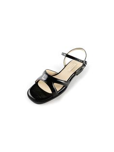 Editor's Notesclets presents feminine footwear that gives a comfortable accent in daily life. - Square open toes- X-shape upper design- Glossy crinkled leather- Supportive ankle strap with a buckle- Anti-slip outsole- Cushioned latex insole- Feminine and stylish mood Measurements (in.)- Size: KR 220MM (US 5) ~ KR 255MM (US 8.5)- Heels: 0.59 in.*Fit true to size Composition & Care- Material: Upper: Sky, Black - Cow Leather / Ivory - Sheep Leather / Lining: Synthetic Leathe Classic Open Toe Flats With Removable Insole, Formal Open Toe Flats With Heel Strap, Elegant Open Toe Flats With Removable Insole, Open Toe Sandals With Penny Strap, Classic Closed Toe Sandals With Penny Strap, Elegant Closed Toe Sandals With Penny Strap, Classic Open Toe Formal Flats, Formal Sandals With Cushioned Footbed And Flat Heel, Classic Penny Strap Sandals, Medium Width