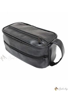 Bird in Bag - Premium Black PU Leather Toiletry Bag: Ideal Business Travel Organizer for Both Men and Women - Multi-Functional Design Large Capacity Black Leather Pouch, Black Leather Pouch With Large Capacity, Durable Black Bag For Everyday Use, Practical Durable Bags For On-the-go, Durable Black Everyday Bags, Practical Black Case For Daily Use, Durable Leather Bag For Daily Use, Durable Leather Bags For Everyday Use, Durable Leather Functional Bag