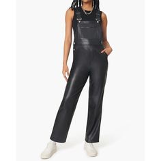 New ! Size S 50% Poly, 50% Polyurethane Hand Wash Adjustable Shoulder Straps Side Hip Button Closures Front Patch And Side Slant Pockets Back Patch Pockets Faux Leather Fabric 744 Weworewhat Vegan Leather Basic Overall Jumpsuit Revolve Faux Black S Nwt $178 Black Leather Jumpsuits And Rompers, Leather Jumpsuits And Rompers For Fall, Corset Bodysuit, Black Long Sleeve Sweater, Leather Jumpsuit, Overall Jumpsuit, Cutout Bodysuit, Floral Denim, Faux Leather Fabric