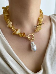 Bead Jewelry Ideas, Hope Diamond, Handmade Ceramic Jewelry, Baroque Pearl Pendant, Citrine Jewelry, Seashell Jewelry, Rutile Quartz, Pearl Jewellery, Handmade Jewelry Diy