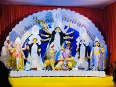 an elaborate stage set with many figures on it