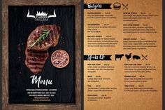 a restaurant menu with meat and spices