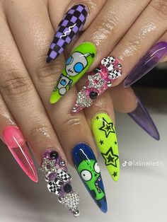 Regular Show Nails, Gloomy Bear Nails, Invader Zim Nails, Scene Kid Nails, 2000s Low Rise Jeans, 2000s Low Rise, Dave Navarro, Ayesha Erotica, Apple Bottom Jeans