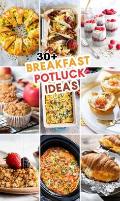 collage of breakfast potluck ideas