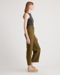 Looks like effortless style. Feels like pajamas. We love these wide-leg linen lounge pants from our best-selling European linen collection for casual work days, lazy weekends, and vacation vibes. Relaxed fit, elastic waistband, drawstring, and functional front pockets (obvi).  | Quince | Women's 100% European Linen Wide Leg Pants in Martini Olive, Size XL Effortless Summer Loungewear Pants, Summer Wide Leg Pants For Everyday, Versatile Summer Wide Leg Pants, Versatile Wide Leg Summer Pants For Everyday, Comfortable Linen Wide Leg Pants For Spring, Summer Wide Leg Everyday Pants, Wide Leg Summer Pants For Everyday, Effortless Summer Loungewear Wide Leg Pants, Comfortable Linen Wide Leg Summer Pants