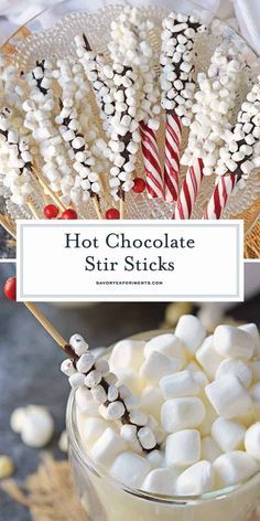 hot chocolate stir sticks with marshmallows in a jar