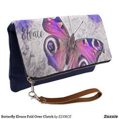 a purple purse with a butterfly on it