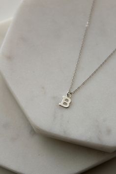 Sterling silver initial necklace Sterling silver chain and initial charm