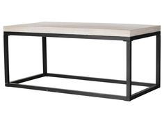 a black and white bench with a square seat on it's backrest, in front of a white background