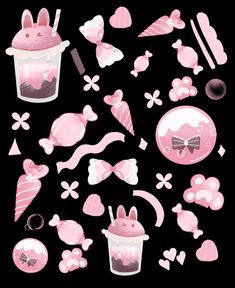 pink candies and candy on a black background