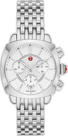 Modern Chronograph Diamond Watch For Anniversary, White Diamond Chronograph Watch, White Diamond Watch With Chronograph, Classic White Diamond Watch With Date Display, Classic White Diamond Analog Watch, White Stainless Steel Chronograph Watch, White Quartz Chronograph Watch, White Diamond Watch With Date Display, Classic White Diamond Watch With Metal Dial