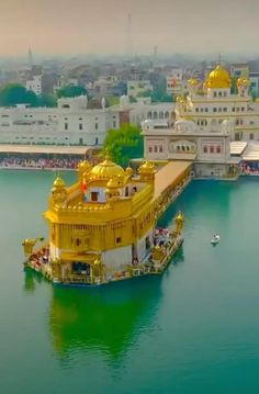 an aerial view of the golden temple in india