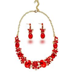 PRICES MAY VARY. High Quality Material: This Red Women’s Jewelry Set is made of 14k Gold Plated and Rhinestone and Crystal and Glass. Eco-Friendly Alloy, Lead-Free & Nickel-Free. Our Jewelry Set are electroplated at least twice, polished more than a dozen times, and wearing them will make you the focus of the audience on any occasion Specifications & Size: Statement Necklace Size:16.5-19 in; Dangle Earrings length:2.2 inche； Lightweight and Comfortable to Wear. Perfect Jewelry Set for Women Ladi Ball Wedding, Crystal Statement Necklace, S Jewelry, Mermaid Evening Dresses, Necklace Size, Gold Rhinestone, Earring Jewelry, Floral Vintage, Rhinestone Necklace