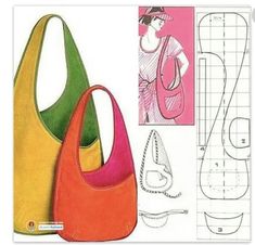 three purses are shown in different colors