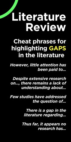 Literature review - cheat phrases for highlighting gaps in the literature Social Work Interventions, English Literature Notes, School Study Ideas, Psychology Studies