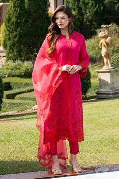 Mushq Dose Of Rose La Toscana Red Printed Lawn Suit For Wedding, Elegant Pink Printed Set, Elegant Pink Sets With Digital Print, Wedding Lawn Suit In Red With Printed Details, Elegant Pink Sets With Printed Motifs, Pink Embroidered Summer Lawn Suit, Pink Embroidered Lawn Suit For Summer, Printed Pink Lawn Suit For Spring, Pink Printed Lawn Suit For Spring