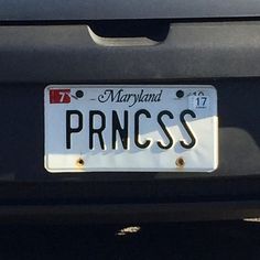 the license plate on this car is for maryland princess, and has been modified