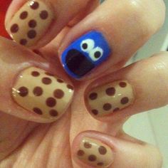 Cookie Monster Nails, Do It Yourself Nails, Monster Nails, Really Cute Nails, Nail Swag, Funky Nails, Cookie Monster, Monster Cookies, Swag Nails