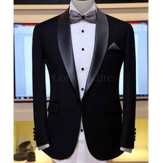 Description Here are the product design details black customized tuxedo two piece suit. Jacket Design FABRIC : 100% Woolen Fabric FITTING STYLE : Slim Fit Tuxedo LAPEL STYLE : Satin Shawl Lapel CHEST POCKET : Pocket Square LOWER POCKET : Double Flapped Pockets NO OF BUTTONS : Single Button SLEEVE BUTTONS : Four Buttons FUNCTIONAL SLEEVE BUTTON HOLES : No BUTTONS HOLE THREAD : Same Fabric BACK VENT STYLE : Double Vent LINING OPTIONS : Full Lined Trouser Design TROUSER STYLE : Slim TROUSER FRONT : Black Slim Fit Three-piece Suit For Party, Fitted Black Double Breasted Suit For Party, Black Fitted Double Breasted Suit For Party, Single-breasted Tuxedo For Groom, Black Fitted Long Sleeve Tuxedo, Black Three-piece Suit With Notch Lapel For Wedding, Black Three-piece Suit With Notch Lapel For Groom, Black Three-piece Suit For Groom With Notch Lapel, Black Long Sleeve Tuxedo For Wedding