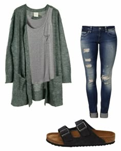 Big Cardigan, Birkenstock Outfit, Perfect Winter Outfit, Skandinavian Fashion, College Outfit, Cute Outfits For School, Cooler Look, Green Cardigan, Cute Comfy Outfits