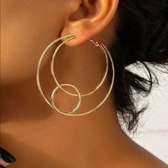 Brand New Women's Triple Wire Gold Hoop Earrings Genuine 14k Gold Plated Sterling Silver 2" Size Retail Price $295 Buy With Confidence From A Trusted Seller With A 99%+ Feedback Rating! A0163 (Id-933) Metal Open Circle Hoop Earrings, Earrings Round, Ear Rings, Round Earrings, Gold Hoop, Gold Hoop Earrings, Gold Plated Sterling Silver, Silver Gold, Gold Plate