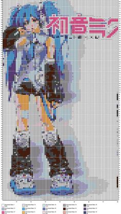 a cross stitch pattern with an anime character