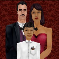 an image of a family dressed up in formal wear for the occasion, including a man and woman