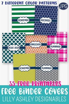 the free binder covers are available in different colors