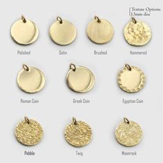 ADD ON Gold Circle Tag Personalized Gold Disc Textured or image 4 14k Gold Filled Round Pendant Jewelry, Everyday Round Minimalist Charms, Minimalist Everyday Round Charms, Handmade Gold Charms For Everyday Wear, Handmade Gold Charms For Everyday, Handmade Gold Charm Necklace For Everyday, Handmade Gold Charm Necklaces For Everyday, Everyday Handmade Gold Charm Necklaces, Minimalist Round Charms For Gifts