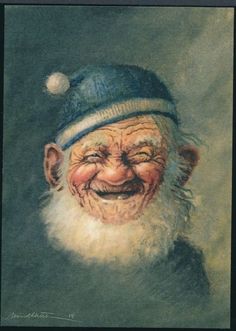 an old man wearing a blue hat and smiling