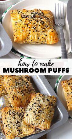 how to make mushroom puffs on a plate with the title overlay above it