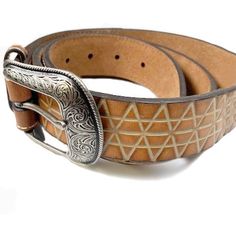 Hooey Mens Roughy Tooled Leather Belt Update your western style with this Roughy belt by Hooey. It features genuine leather construction, tooled floral patterns, geometric design & embossed Roughy logo. Features: Brown tooled leather Floral and geometric design Roughy Logo Antiqued Silver Removable Buckle Measures: 1 1/2" wide Leather *Belt size is usually 2" larger than pant size Tooled Leather Belts, Wide Leather Belt, Floral Geometric, Leather Floral, Judy Blue Jeans, Tooled Leather, Leather Tooling, Floral Patterns, Western Style