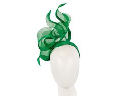 Bespoke emerald green racing fascinator from Fillies Collection by Cupids Millinery Melbourne. Exclusive creation that looks like a flame placed on the headband. Perfect choice for your next spring racing outfit.  Made in Australia  Bespoke creation by Fillies Collection  Comfortable headband Luxury Green Mini Hats For Races, Green Headband For Royal Ascot Wedding, Green Headband For Wedding At Royal Ascot, Green Wedding Headband For Royal Ascot, Elegant Green Headband For Races, Green Headband Fascinator For Party, Green Headband For Royal Ascot Party, Green Headband For Kentucky Derby Party, Fitted Green Headband For Spring