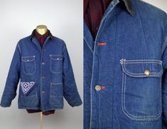 60s Big Mac Barn Coat Sanforized Blanket Lined Union Made Chore Barn Dark Denim Jacket Duck Jacket, Dark Denim Jacket, Hippie Blouse, Selvage Denim, Barn Coat, Chore Coat, Chore Jacket, Big Mac, Union Made