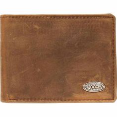 Nocona Distressed Leather Bifold Flip-case Wallet with Nocona Concho, N5480644 Rugged Brown Wallet For Everyday Use, Rugged Brown Bifold Wallet, Rustic Brown Bifold Wallet, Rustic Brown Leather Wallets, Western Style Brown Leather Wallet, Tractor Supplies, Tractor Supply, Bifold Wallet, Distressed Leather