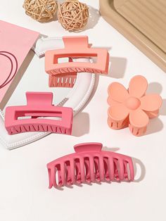 Hairstyles Clips, Clips Aesthetic, Pink Combination, Small Binder, Casual Hair, Preppy Accessories, Dragon Bones, Hair Acessories