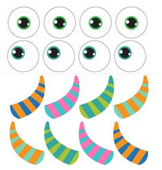 printable monster eyes with different colors and shapes to make them look like they have big eyes