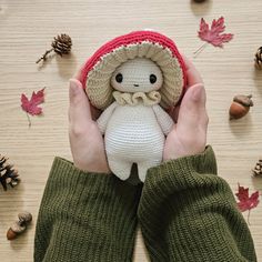 Mushroom Guy Mushroom Guy Crochet, Crochet Mushroom Pattern, Mushroom Creature, Knitting Needle Size Chart, Mushroom Guy, Bug Crochet, Stitch Crochet Pattern, Diy Plush Dolls, Magical Mushroom